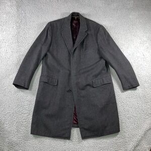Vintage Brooks Brothers Long Overcoat Peacoat 44 Pure Virgin Wool Herringbone